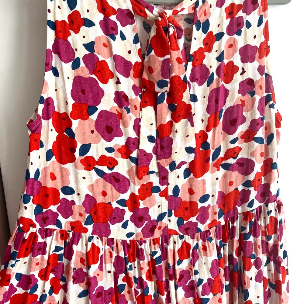 Mister Zimi Dress Australian Midi Floral Bright Ties At Neck PERFECTLY FLAWLESS! - Picture 5 of 15